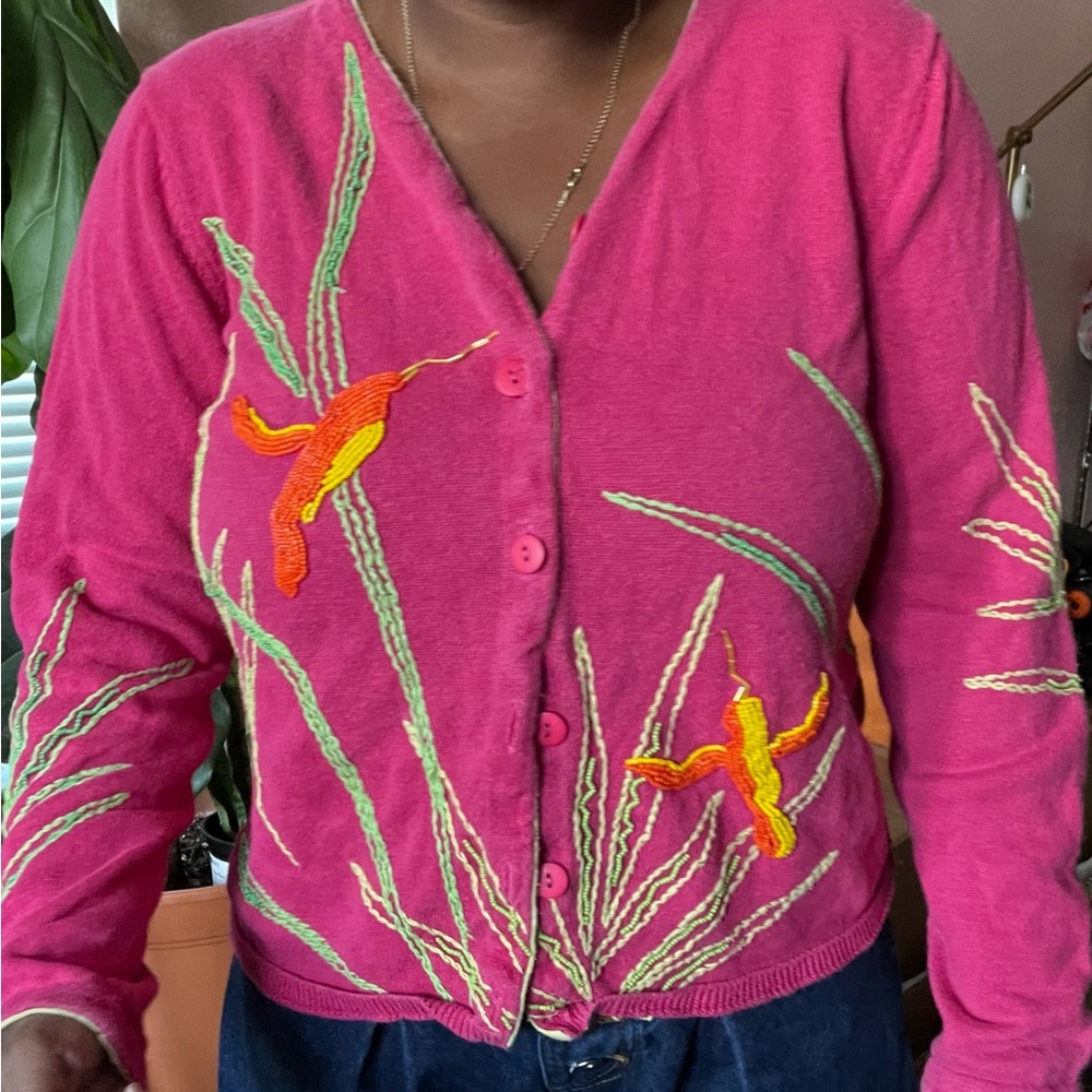 Pink Embroidered Women's Sweater